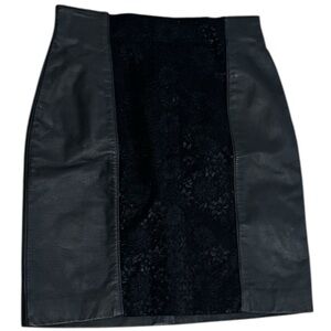 CHIA Leather & Lace Pencil Mini Skirt Black Size 8 6 Pencil Party Sexy Festival